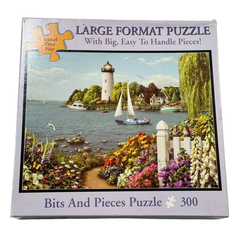 Bits And Pieces 300 Piece Large Format Jigsaw Puzzle Lighthouse Coastal‎ Garden